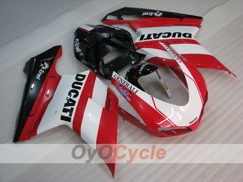 Einspritzverkleidungssatz für Ducati 1098, Baujahre 07-09 - Rot, Weiß - Werksstil #OYO87906229 Hauptbild