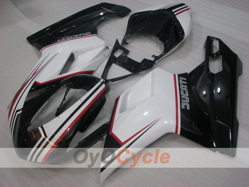 Verkleidungssatz für Einspritzung für Ducati 1098, Baujahr 07-09 - Weiß, Schwarz - Werksstil #OYO87906236 Zweitbild