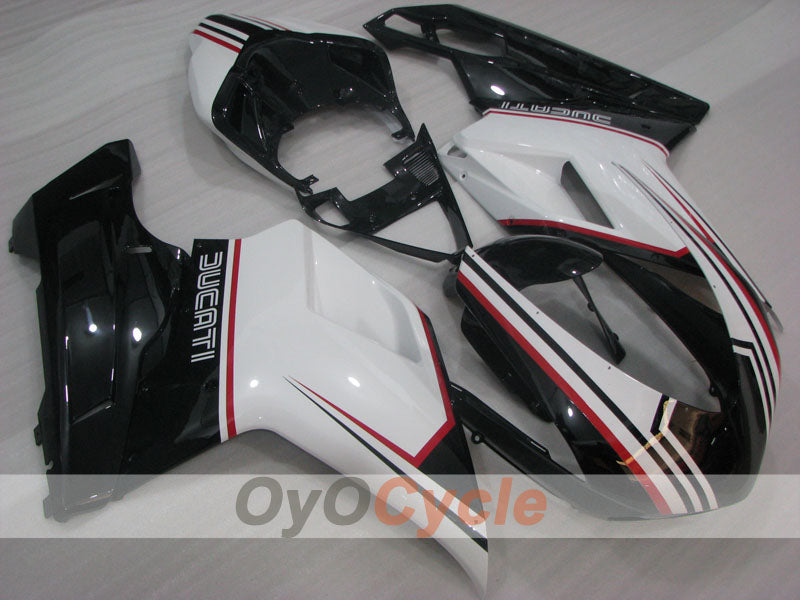 Verkleidungssatz für Einspritzung für Ducati 1098, Baujahr 07-09 - Weiß, Schwarz - Werksstil #OYO87906236 Hauptbild
