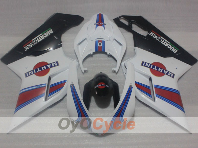 Verkleidungssatz für Einspritzung für Ducati 1098, Baujahr 07-09 - Weiß, Schwarz - Xerox #OYO87906237 Hauptbild