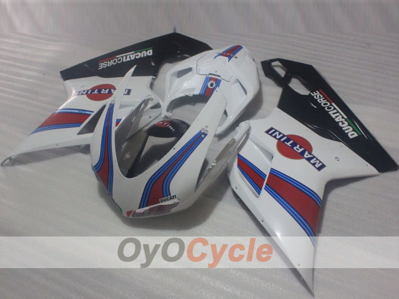 Verkleidungssatz für Einspritzung für Ducati 1098, Baujahr 07-09 - Weiß, Schwarz - Xerox #OYO87906237 Zweitbild