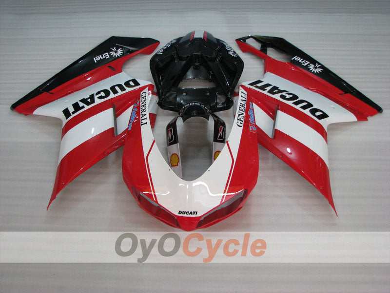 Verkleidungssatz für Einspritzmodelle, Ducati 1198, 09-11 - Rot, Weiß, Schwarz - Werksdesign #OYO87906242