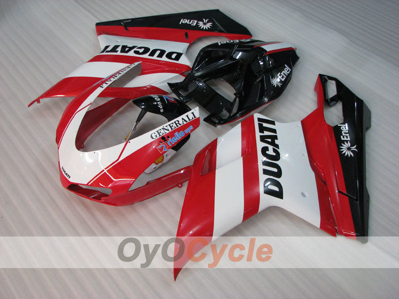 Verkleidungssatz für Einspritzmodelle, Ducati 1198, 09-11 - Rot, Weiß, Schwarz - Werksdesign #OYO87906242 Hauptbild