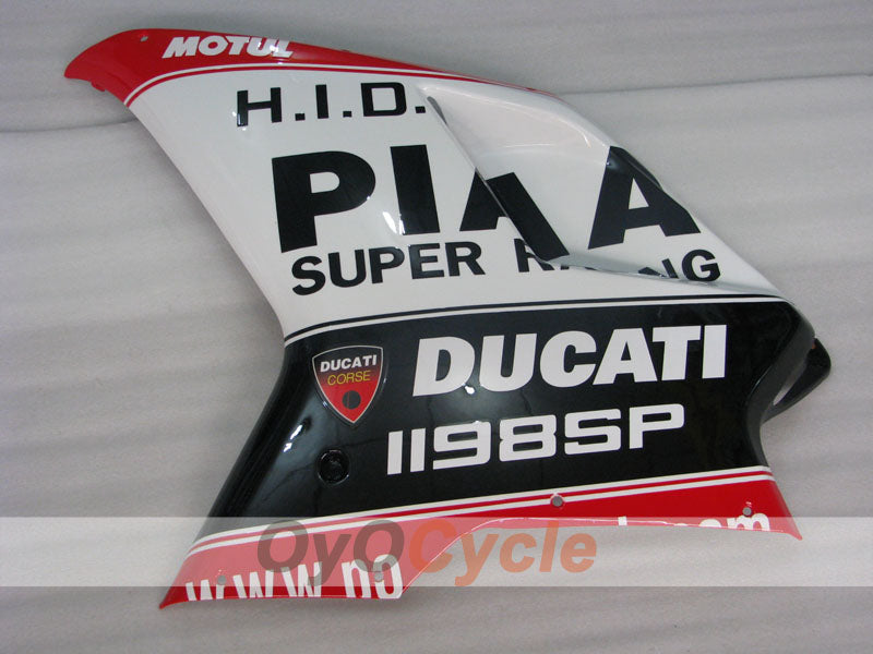 Verkleidungssatz für Einspritzmodelle, Ducati 1198, 09-11 - Rot, Weiß, Schwarz - Werksdesign #OYO87906244