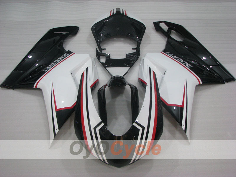 Verkleidungssatz für Einspritzmodelle, Ducati 1198, 09-11 - Weiß, Schwarz - Werksdesign #OYO87906249