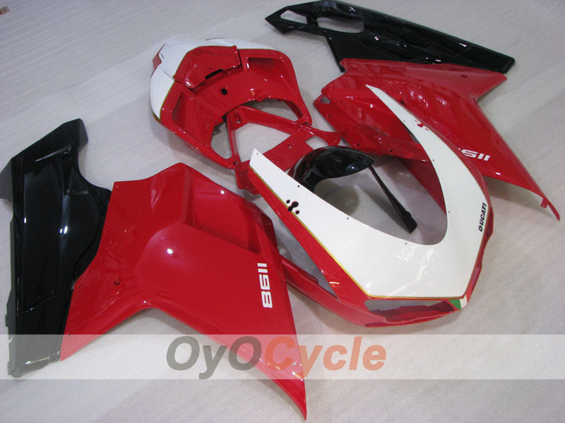 Verkleidungssatz für Einspritzmodelle, Ducati 1198, 09-11 - Rot, Weiß, Schwarz - Werksdesign #OYO87906252