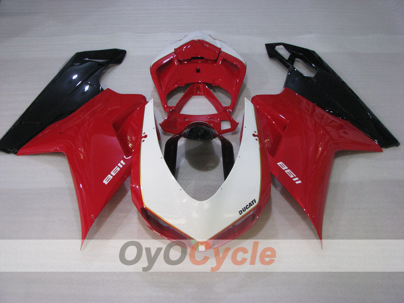 Verkleidungssatz für Einspritzmodelle, Ducati 1198, 09-11 - Rot, Weiß, Schwarz - Werksdesign #OYO87906252