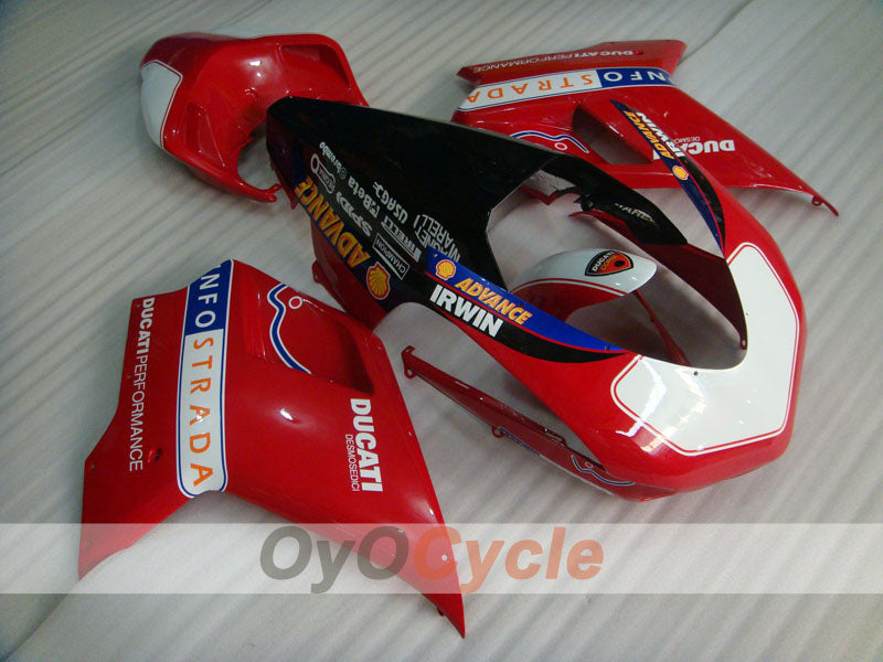 Einspritz-Verkleidungssatz für 09-11 Ducati 1198 - Rot, Schwarz - INFO STRADA #OYO87906257