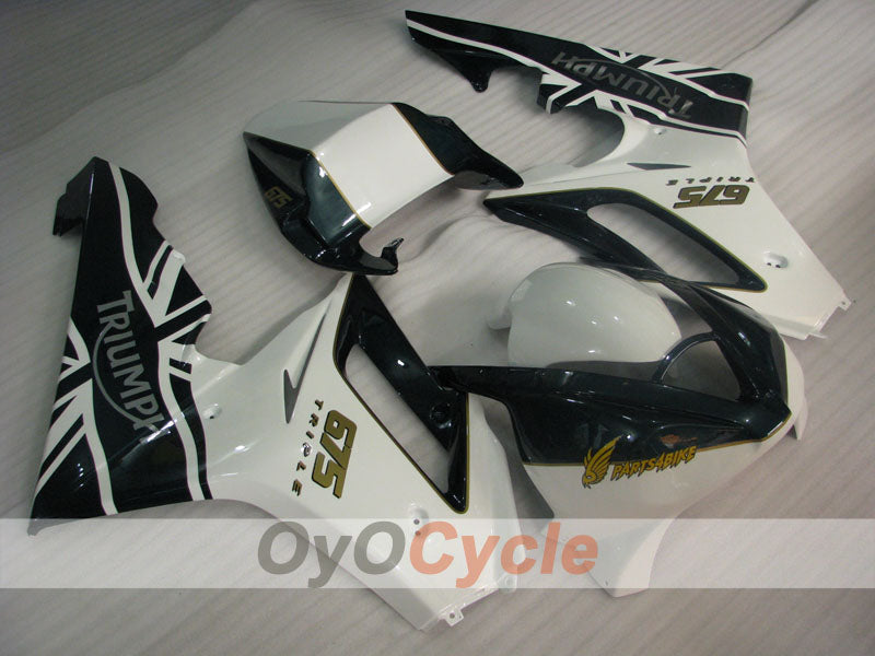 Spritzguss-Verkleidungssatz für Triumph Daytona 675 06-08 - Weiß, Schwarz - Werksstil #OYO87906300