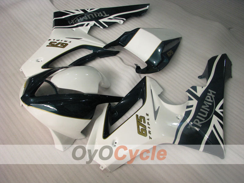 Spritzguss-Verkleidungssatz für Triumph Daytona 675 06-08 - Weiß, Schwarz - Werksstil #OYO87906300