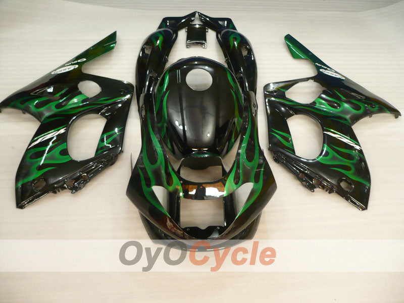 Einspritzverkleidungssatz für YZF600R 97-07 - Grün, Schwarz - Flamme #OYO87906422
