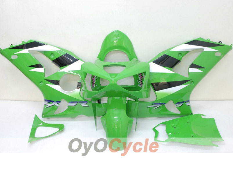 Spritzguss-Verkleidungssatz für NINJA ZX-6R 03-04 - Grün, Weiß - Werksstil #OYO87901761 Hauptbild