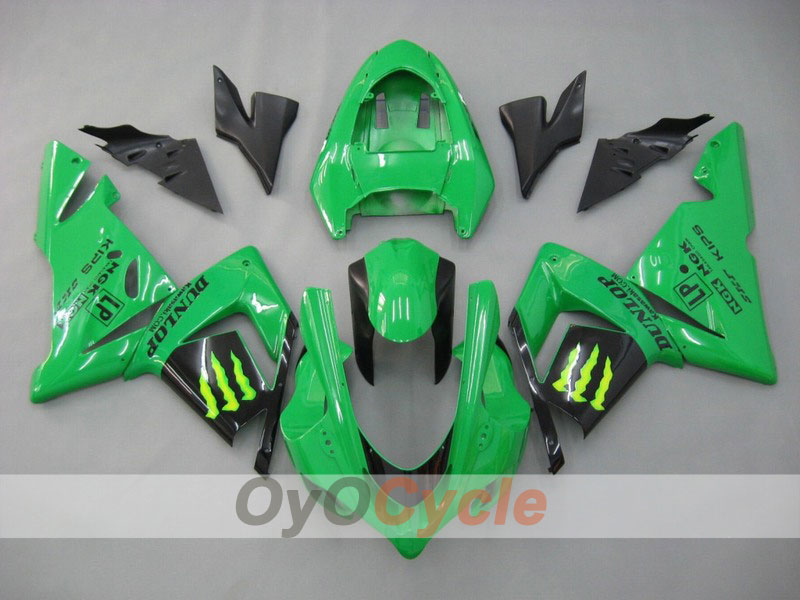 Einspritz-Verkleidungskit für 04-05 NINJA ZX-10R - Grün, Schwarz - Monster #OYO87901547