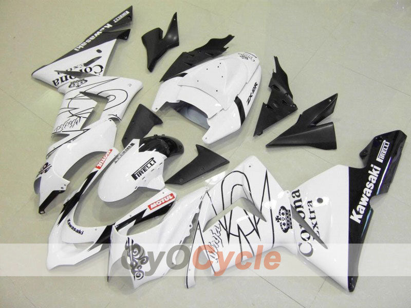 Einspritzverkleidungssatz für 04-05 NINJA ZX-10R - Weiß, Schwarz - Corona #OYO87901512 Hauptbild