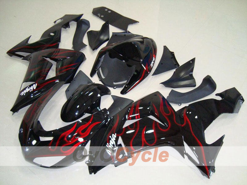 Einspritz-Verkleidungssatz für NINJA ZX-10R 06-07 - Rot, Schwarz - Flame #OYO87901618