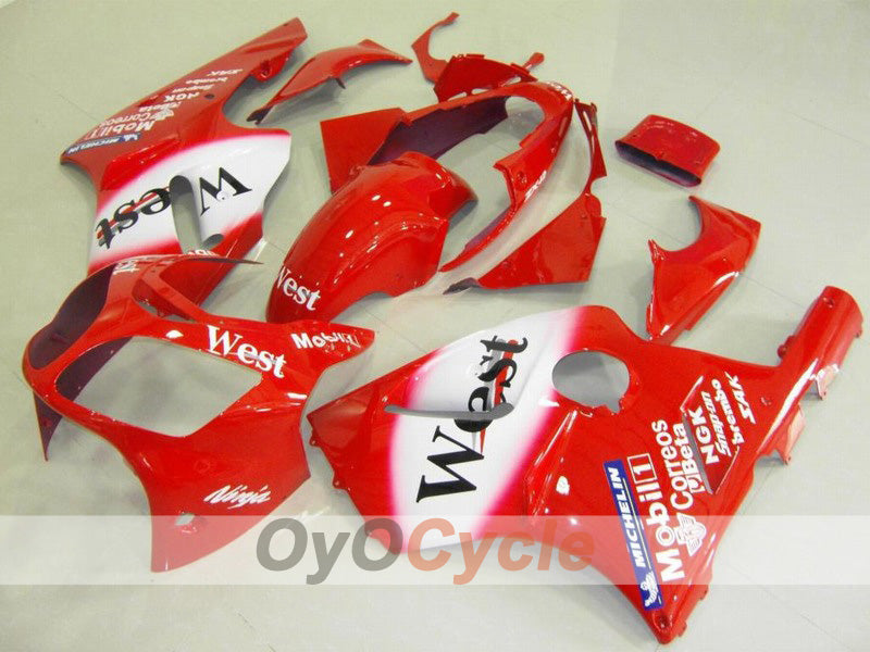 Verkleidungssatz für Einspritzmodelle 00-01 NINJA ZX-12R - Rot, Weiß - West #OYO87903084