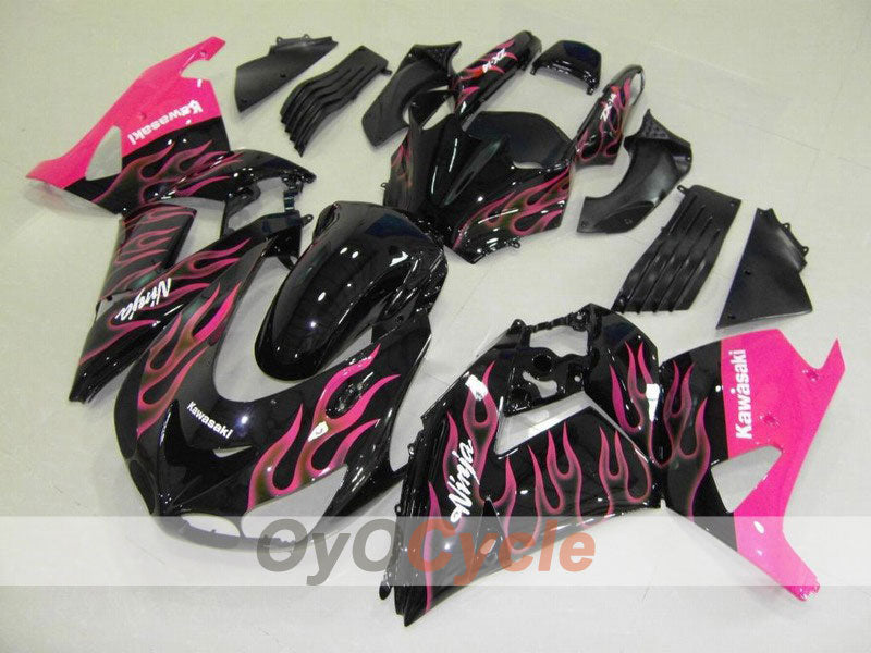 Verkleidungssatz für 06-11 NINJA ZX-14R - Schwarz, Pink - Flamme #OYO87902013 Hauptbild