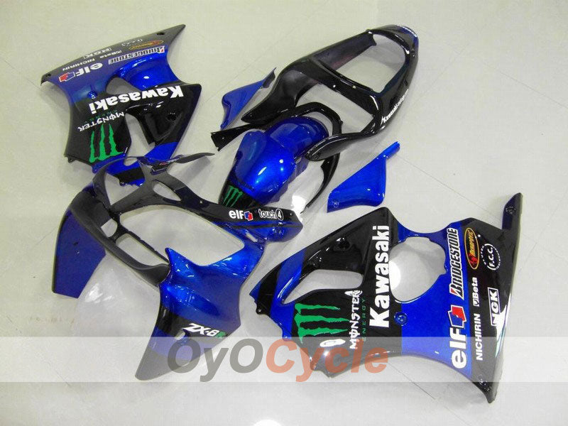 Einspritzverkleidungssatz für 00-02 NINJA ZX-6R - Blau, Schwarz - Monster #OYO87901722