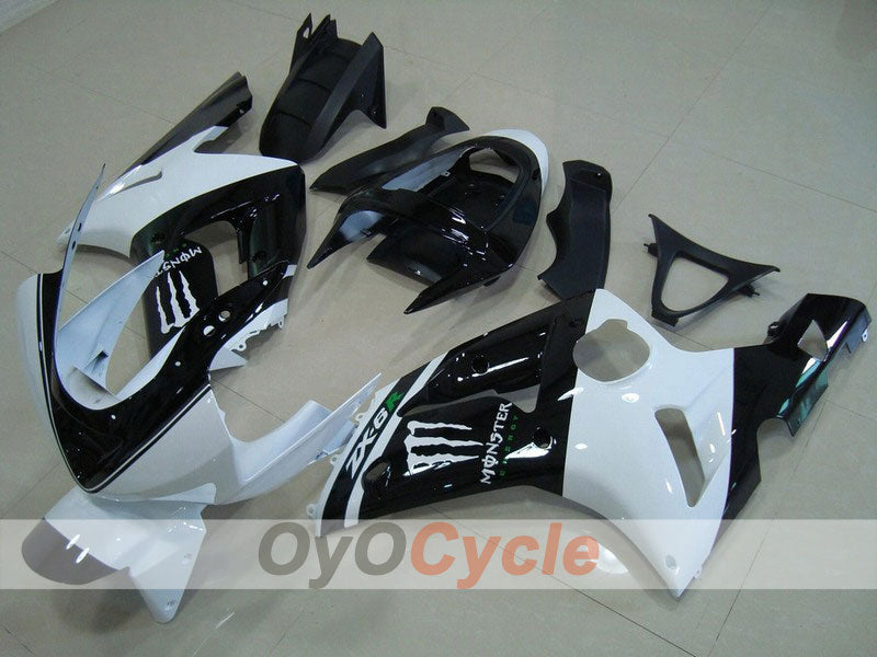 Spritzguss-Verkleidungssatz für 03-04 NINJA ZX-6R - Weiß, Schwarz - Monster #OYO87901815 Hauptbild