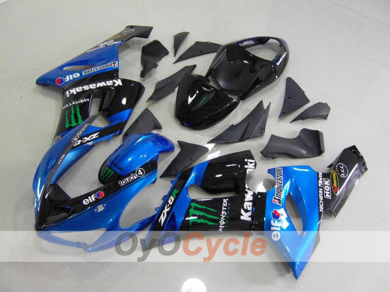 Spritzguss-Verkleidungssatz für 05-06 NINJA ZX-6R - Blau, Schwarz - Monster #OYO87901883 Hauptbild