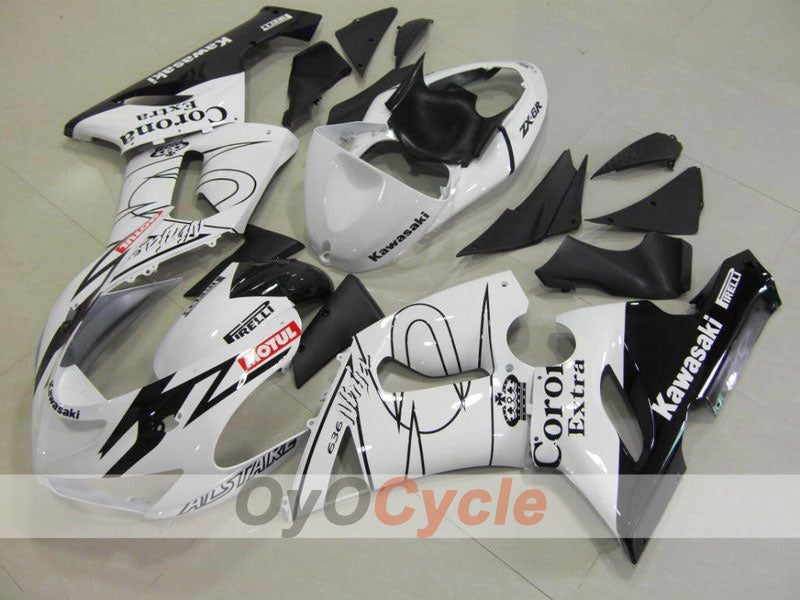 Spritzguss-Verkleidungssatz für 05-06 NINJA ZX-6R - Weiß, Schwarz - Corona #OYO87901822 Hauptbild