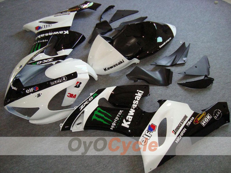 Spritzguss-Verkleidungssatz für 05-06 NINJA ZX-6R - Weiß, Schwarz - Monster #OYO87901884 Hauptbild