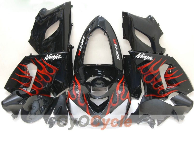 Verkleidungssatz für 05-06 NINJA ZX-6R - Rot, Schwarz - Flamme #OYO87901865